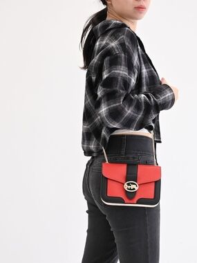 Coach Red and Black Crossbody Bag with Gold Accent
